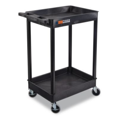 Endura Two-Shelf Utility Cart, Plastic, 300 Lb Capacity, 26.5" x 18.5" x 37.5", Black