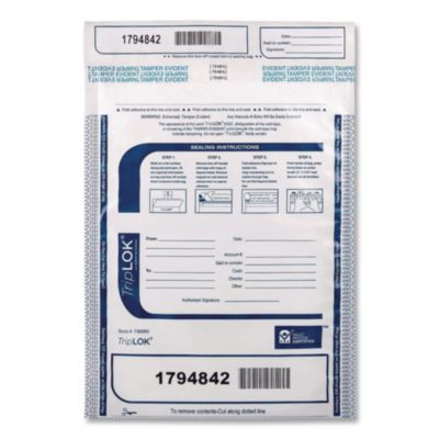 Deposit Bag, Plastic, 9" x 12", White, 100/Pack