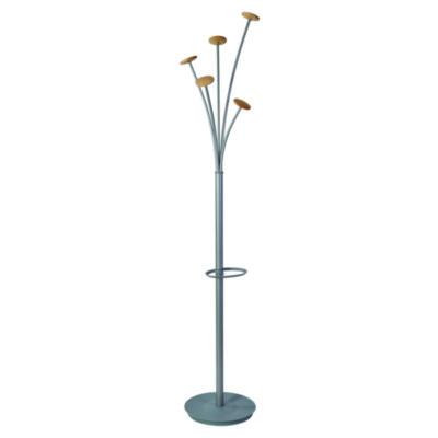 Festival Coat Stand With Umbrella Holder, Five Knobs, 13.97 x 14 x 73.62, Gray