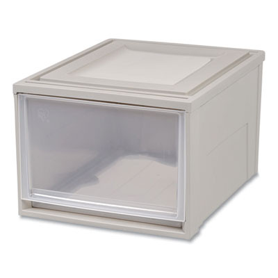 Stackable Storage Drawer, 10.85 Gal, 15.75" X 19.62" X 11.5", Gray/Translucent Frost