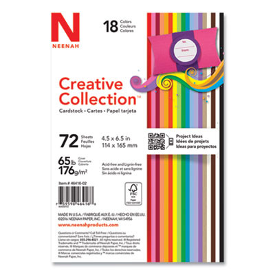 Creative Collection Premium Cardstock, 65 Lb Cover Weight, 4.5 x 6.5, Assorted Starter Pack, 72/Pack
