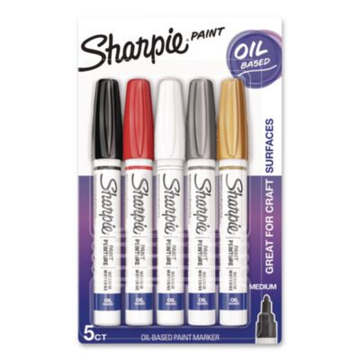 Permanent Paint Marker, Medium Bullet Tip, Assorted, 5/Pack
