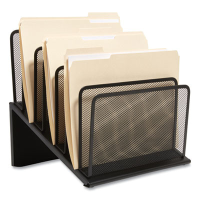 Wire Mesh Incline Sorter, Open Design, 7 Sections, Letter-Size, 11.41 X 11.41 X 11.02, Matte Black