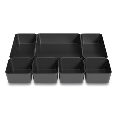 Ten-Compartment Plastic Drawer Organizer, 7.83 X 8.19 X 5.35, Black
