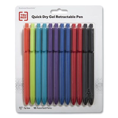 Quick Dry Gel Pen, Retractable, Medium 0.7 Mm, Assorted Ink And Barrel Colors, 12/Pack