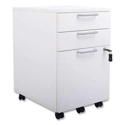 Essentials Mobile Pedestal File, Left Or Right, 3-Drawers: Box/Box/File, Legal/Letter, White, 15.6" X 21.3" X 24.3"