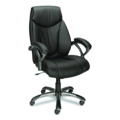 Ramsey Bonded Leather Manager Chair, Supports Up To 275 Lb, 18.6" To 22.5" Seat Height, Black Seat/Back, Black Base