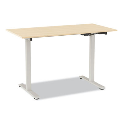 Essentials Electric Sit-Stand Two-Column Workstation, 47.2" x 23.6" x 28.7" To 48.4", Natural Wood/Light Gray