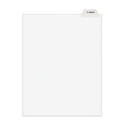 Avery-Style Preprinted Legal Bottom Tab Divider, 26-Tab, Exhibit K, 11 x 8.5, White, 25/Pk