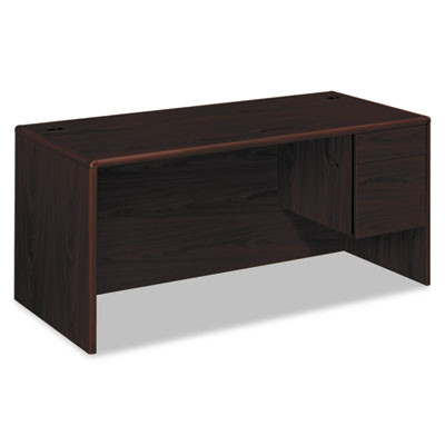 10700 Series "l" Workstation Desk With Three-Quarter Height Pedestal On Right, 66" X 30" X 29.5", Mahogany