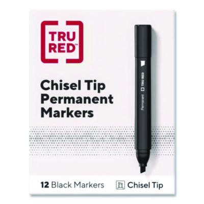 Permanent Marker, Tank-Style, Medium Chisel Tip, Black, Dozen