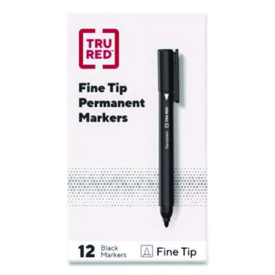 Permanent Marker, Pen-Style, Fine Bullet Tip, Black, Dozen