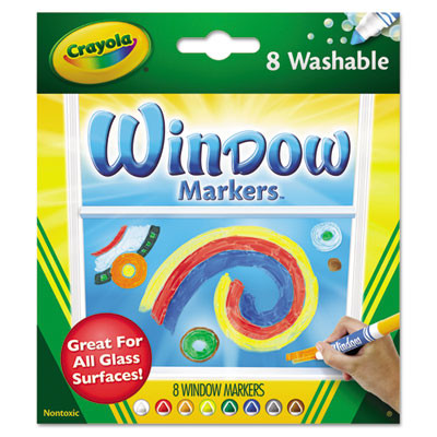 Washable Window Fx Marker, Broad Bullet Tip, Assorted Colors, 8/Pack