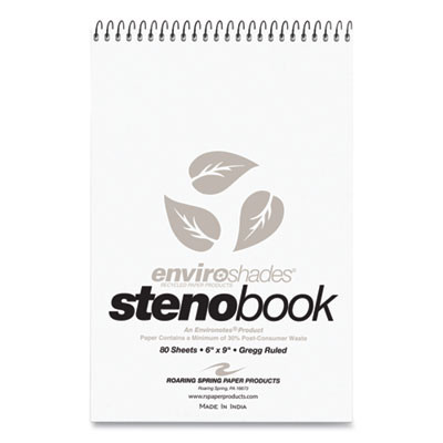 Enviroshades Steno Notepad, White Cover, Gregg Rule, (80) Gray 6 x 9 Sheets, 4/Pack