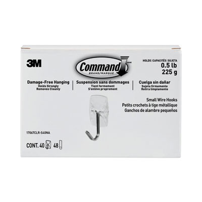 Small Clear Toggle-Wire Hooks, Metal Wire, Silver/Clear, Supports 0.5 Lb, 40/Pack
