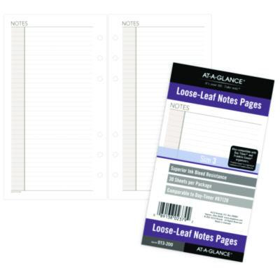 Lined Notes Pages For Planners/Organizers, 6.75 x 3.75, White Sheets, Undated, 30 Sheets