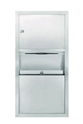 Stainless Steel Surface-Mounted Paper Towel Dispenser With Waste Receptacle, 28 x 4 x 14