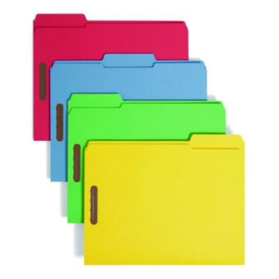 Top Tab Colored Fastener Folders, 1/3-Cut Tab: Assorted, Expands 0.75", 2 Fasteners, Letter Size, Assorted, 50/Box