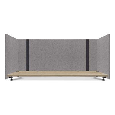 Adjustable Desk Screen With Returns, 48 To 78 X 29 X 26.5, Polyester, Gray