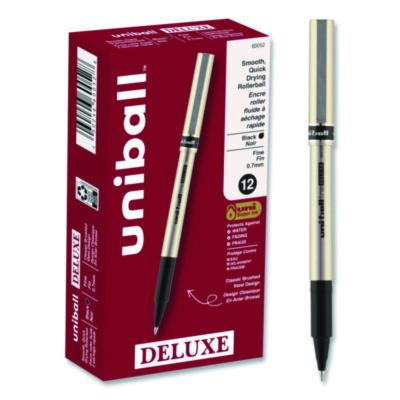 Deluxe Rollerball Pen, Stick, Fine 0.7 Mm, Black Ink, Champagne/Black Barrel, Dozen