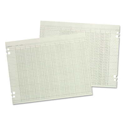 Accounting Sheets, 20 Columns, 9.25 X 11.88, Green, Loose Sheet, 100/Pack