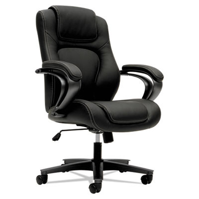Hvl402 Series Executive High-Back Chair, Supports Up To 250 Lb, 17" To 21" Seat Height, Black Seat/Back, Iron Gray Base
