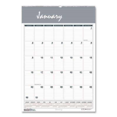 Bar Harbor Recycled Wirebound Monthly Wall Calendar, 22 x 31.25, White/Blue/Gray Sheets, 12-Month (Jan-Dec): 2026