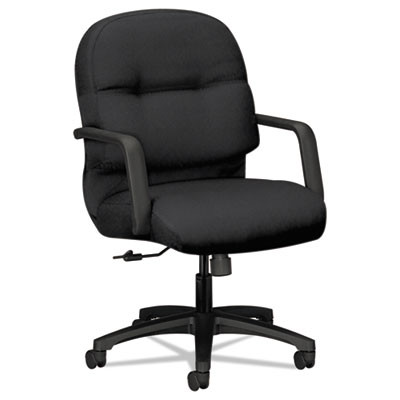 Pillow-Soft 2090 Series Managerial Mid-Back Swivel/Tilt Chair, Supports Up To 300 Lb, 17" To 21" Seat Height, Black