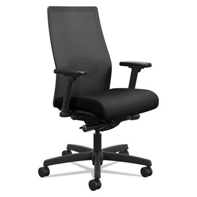 Ignition 2.0 4-Way Stretch Mid-Back Mesh Task Chair, Adjustable Lumbar Support, Black Seat/Back/Base