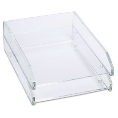 Clear Acrylic Letter Tray, 2 Sections, Letter Size Files, 10.5" X 13.75" X 2.5", Clear, 2/Pack