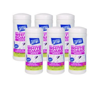 Dry Erase Board Cleaner Wipes, Cloth, 7 x 12, 40/Canister, 6 Canisters/Carton