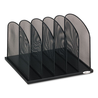 Onyx Mesh Desk Organizer With Upright Sections, 5 Sections, Letter To Legal Size Files, 12.5" X 11.25" X 8.25", Black