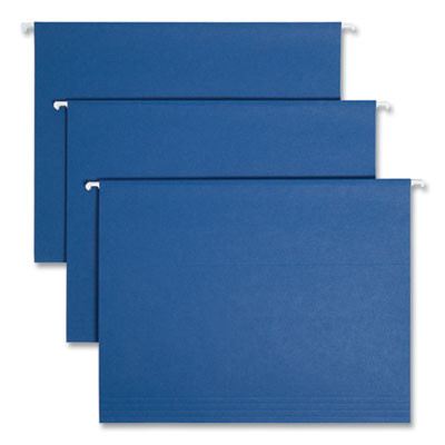 Colored Hanging File Folders With 1/5 Cut Tabs, Letter Size, 1/5-Cut Tabs, Navy, 25/Box