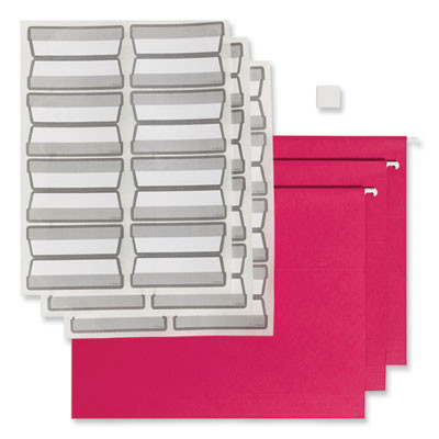 Colored Hanging File Folders With Protab Kit, Letter Size, 1/3-Cut, Red