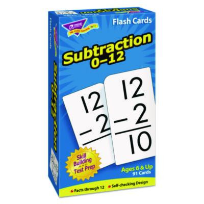 Skill Drill Flash Cards, Subtraction 0 To 12, Grades 1 To 5, 3" x 6", Black And White, 91/Pack
