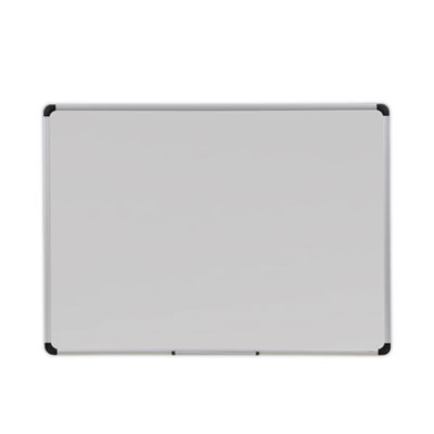 Deluxe Porcelain Magnetic Dry Erase Board, 48" x 36", White Surface, Silver/Black Aluminum Frame