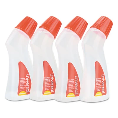Envelope Moistener With Adhesive, 2.2 Oz Bottle, Clear, 4/Pack