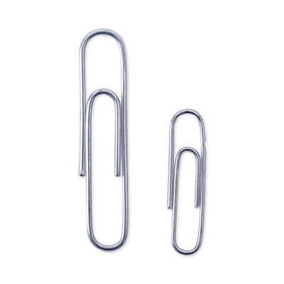 Plastic-Coated Paper Clips With Two-Compartment Dispenser Tub, (750) #2 Clips, (250) Jumbo Clips, Silver