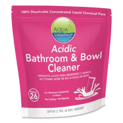 Aqua Chempacs Acidic Bathroom And Bowl Cleaner, Lavender Scent, 4 g Packets, 12 Chempacs/Pack, 4 Packs/Carton