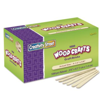 Natural Wood Craft Sticks, 4.5 x 0.38, 1,000/Box