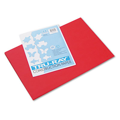 Tru-Ray Construction Paper, 76 Lb Text Weight, 12 x 18, Festive Red, 50/Pack