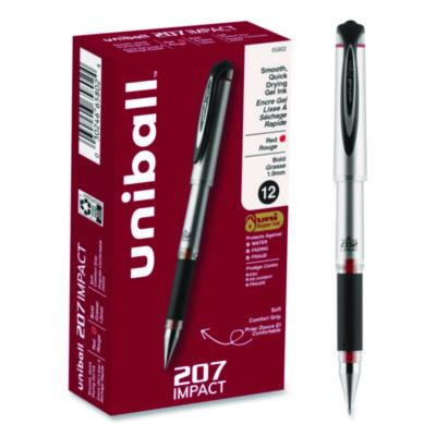 207 Impact Gel Pen, Stick, Bold 1 Mm, Red Ink, Silver/Black/Red Barrel