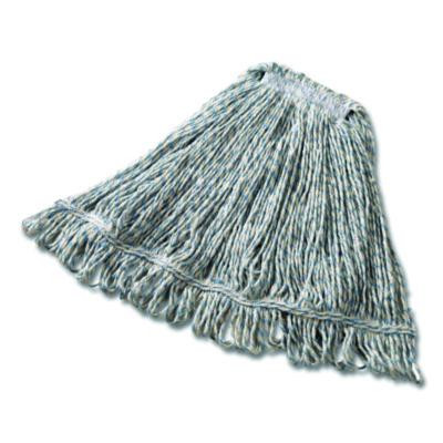 Super Stitch Finish Mop Heads, Cotton/Rayon/Synthetic, Blue/White
