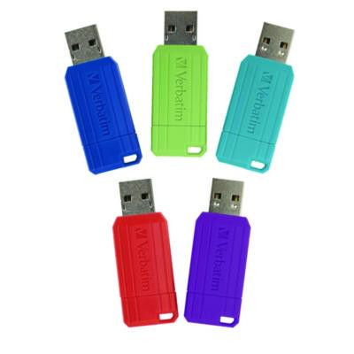 Pinstripe Usb 2.0 Flash Drive, 16 Gb, Assorted Colors, 5/Pack