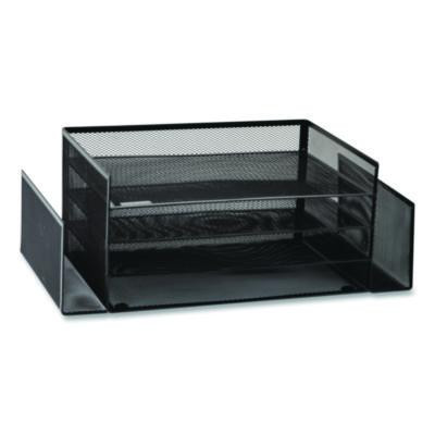 Metal Mesh Desktop Organizer Letter Tray, 6 Sections, Letter Size, 9.15 x 16.75 x 6, Black