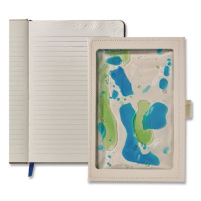Shake It Up Sensory Journal, Interactive Blue/Green Color-Fusing Oil Ocean, Narrow Rule, Cream Cover, (80) 8 x 5 Sheets
