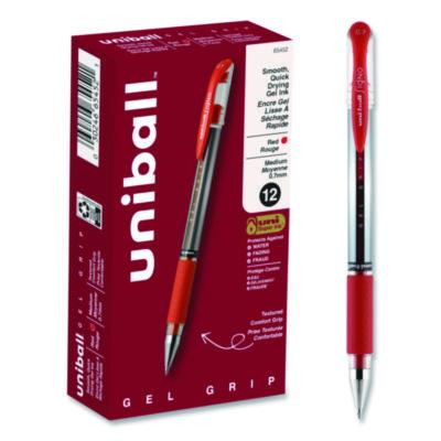 Signo Grip Gel Pen, Stick, Medium 0.7 Mm, Red Ink, Clear/Red/Silver Barrel, Dozen