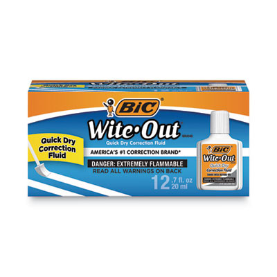 Wite-Out Quick Dry Correction Fluid Value Pack, Foam Brush Tip Applicator, 0.68 Oz Bottle, White, Dozen
