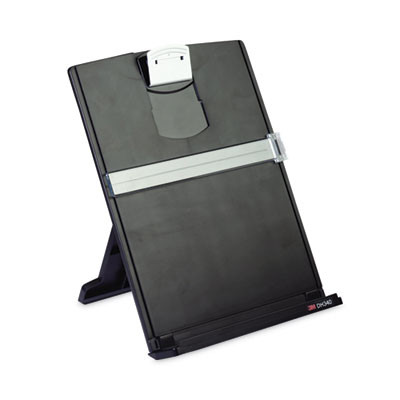 Desktop Document Holder, Holds Up To 150 Legal Size Sheets, Plastic, Black/Silver Clip