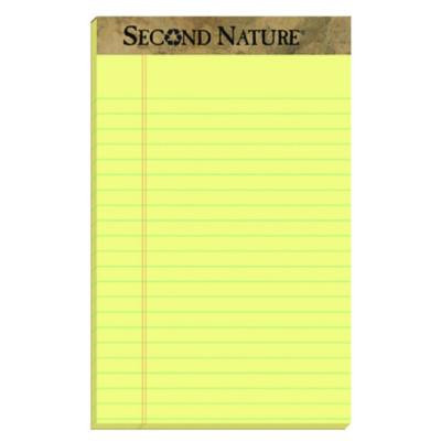 Second Nature Recycled Ruled Pads, Narrow Rule, (50) Canary Yellow 5 x 8 Sheets, Dozen